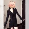 Temperament Slim and Thin Black Short-sleeved Split Backless Dress Children's Summer High-end Long Dress New
