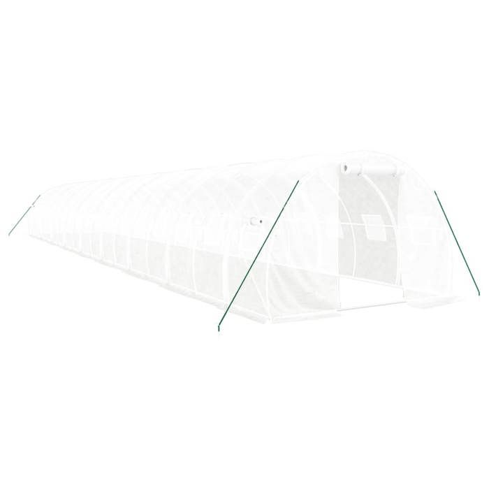 VidaXL Serre avec cadre en acier blanc 54 m² 18x3x2 m, polytunnel, serre à cadre froid, serre pour tomate, serre de jardin, 3188057