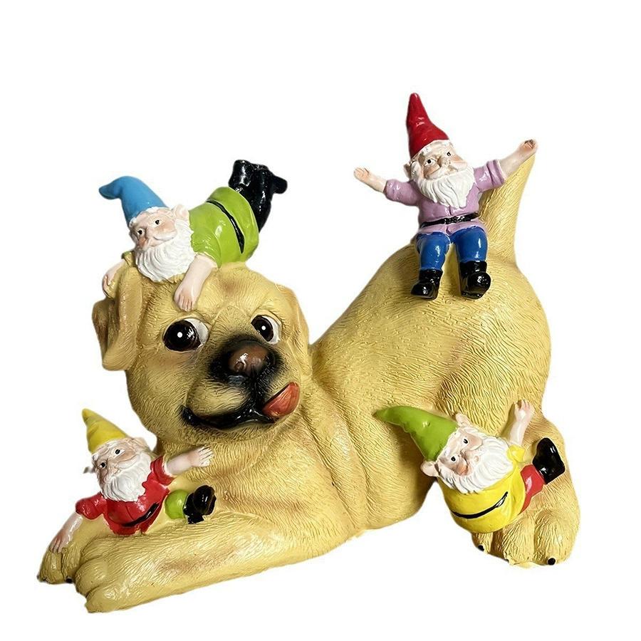 

Креативные уличные скульптуры собаки и гнома, рождественские статуи животных, садовое художественное украшение, украшение двора и дома, настольное украшение