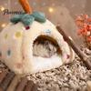 Cozy Small Pet Bed Plush Strawberry Hamster Bed, Soft Winter Warm Hideout, Cute Nest Cave for Gerbil, Sugar Glider, Guinea Pig, Squirrel Washable Hut
