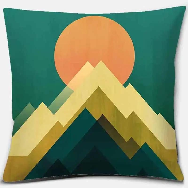 Абстрактные красочные полевые цветы, горные геометрические квадратные наволочки из персиковой кожи, украшения дома, автомобильные чехлы для диванов 16x16Inch