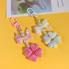 Electroplated Beaded Bow Four-Leaf Clover Car Keychain Pendant Cute Candy Pearl Accessories Gift
