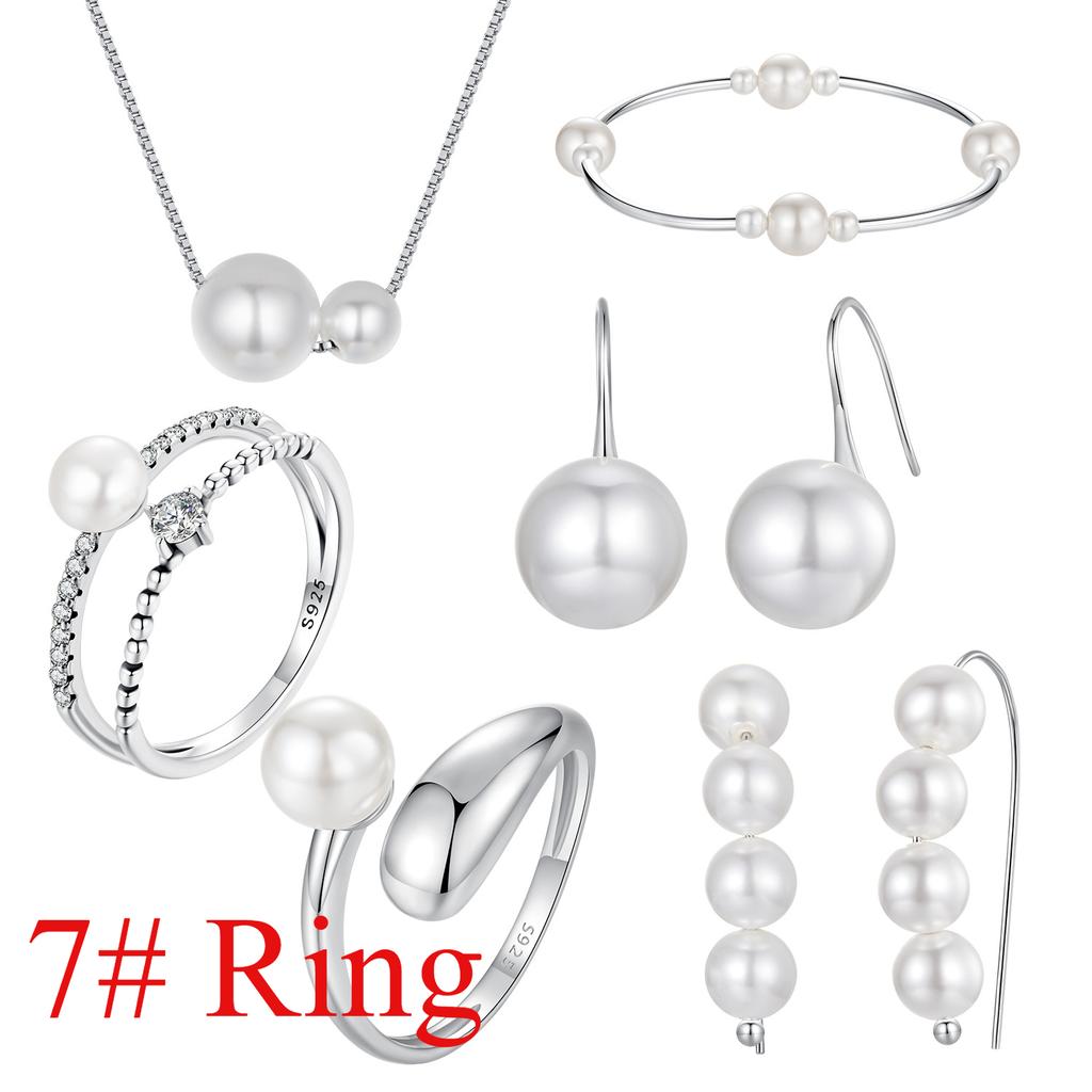 S925 Sterling Silver Temperament Pearl Set Versatile Simple French Temperament Bead Earrings, Direct Sales