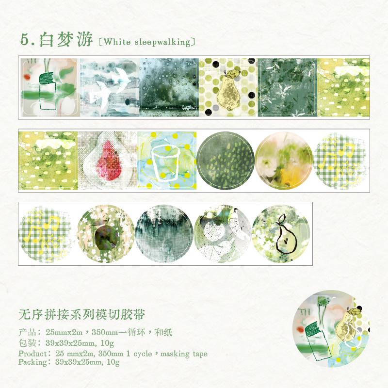 2m/roll Ins Die Cut Washi Sticker Tape Creative Collage Decorative Planner Handbook DIY Diary Scrapbook Stationery Sticker