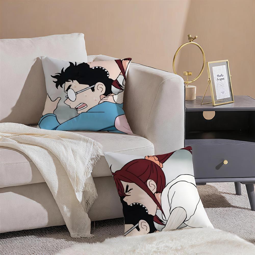 Anime Supernatural DDandadan Couple Cushion Cover Pillowcase Short Plush Invisible Zipper Room Sofa Cushion Cover