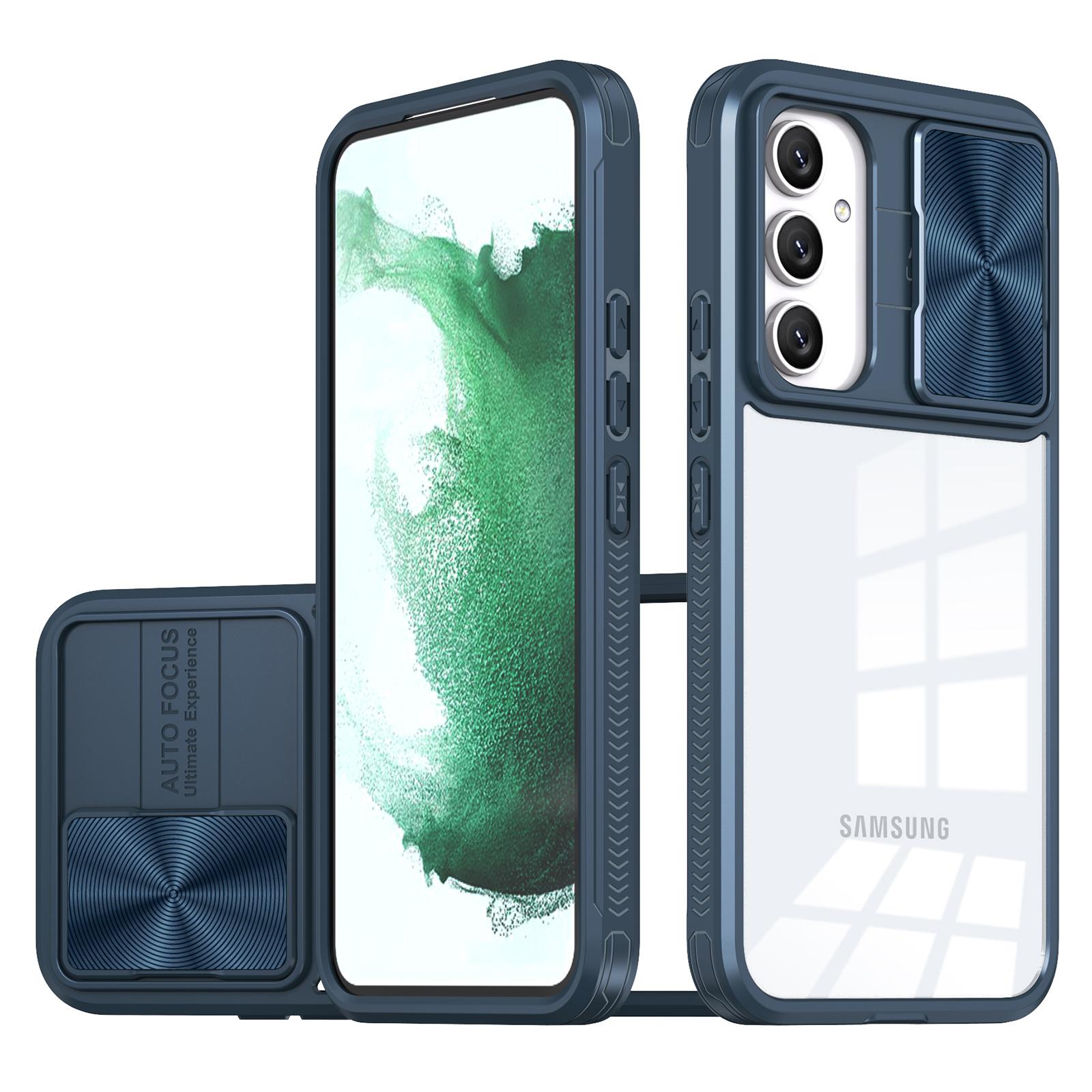 

For Samsung Galaxy A55 5G Case TPU+PC Clear Phone Cover with CD-Veins Camera Lens Sliding Lid A