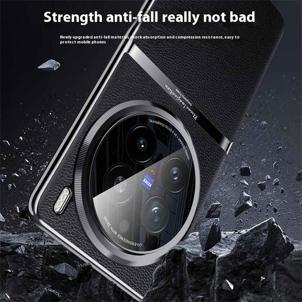 

For vivo X200 Pro 5G Case PU Leather+Acrylic+PC Shockproof Phone Cover Blue