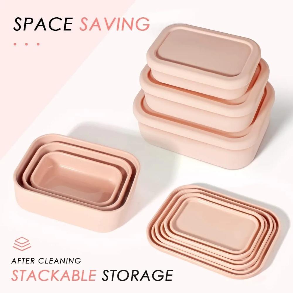 Silicone Lunch Box 3 Size Fresh-keeping Case Reusable Lunch Container  Students Adult