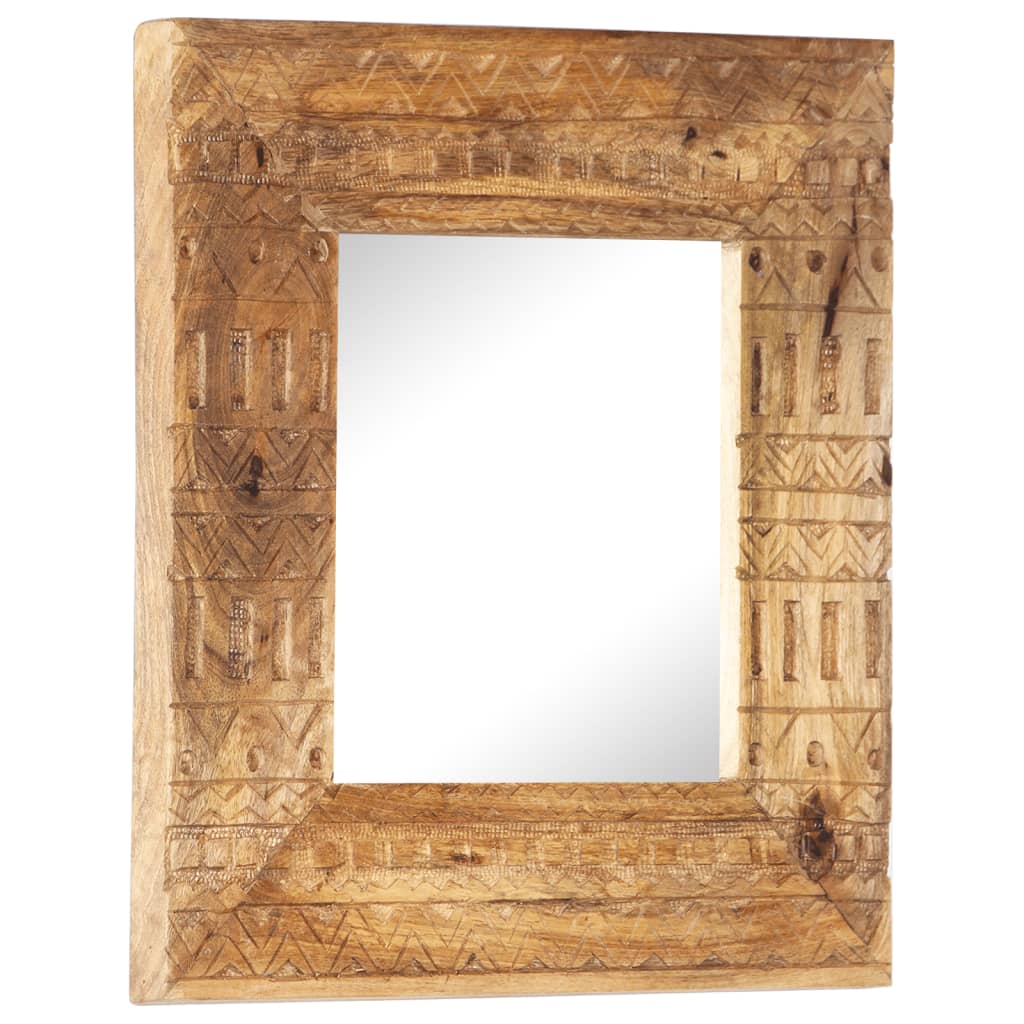 Hand Carved Mirror 50x50x2.5 cm Solid Mango Wood