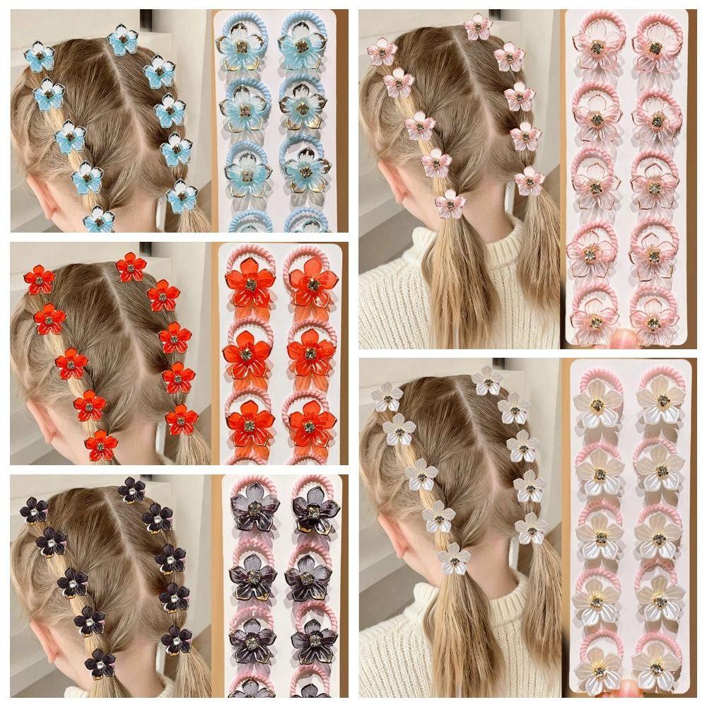 10pcs Non-Slip Flower Girls Hair Ties High Elasticity Braiding Elastic Rubber Bands  Party