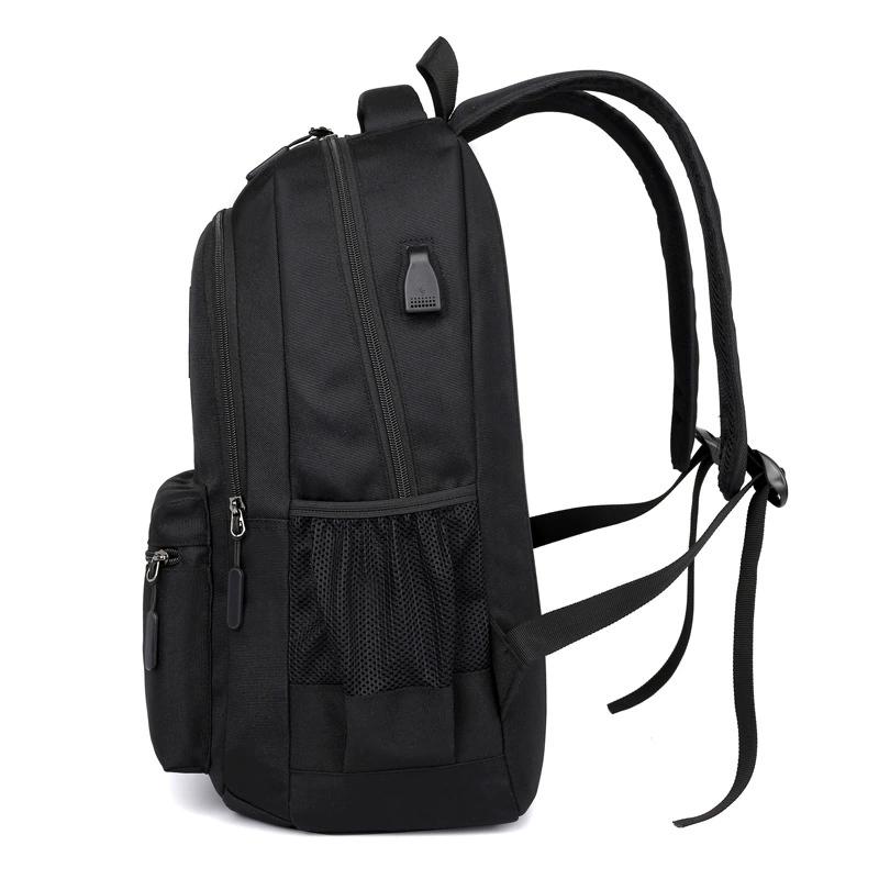 Einfarbiger wasserdichter Rucksack mit Fronttasche, Großer Laptop-Reise-Schulrucksack, USB-Ladeanschluss, Lässiger Tagesrucksack für den täglichen Gebrauch im Freien