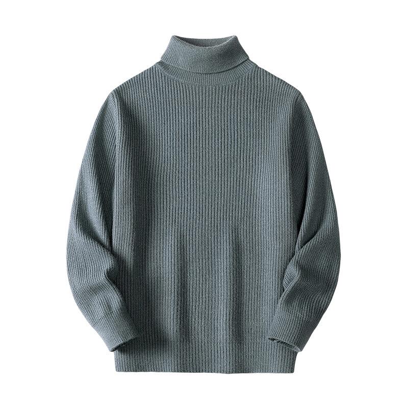 New Turtleneck Sweater Men's Korean Version Trendy Semi-knitted Sweater with Bottoming Shirt Inside