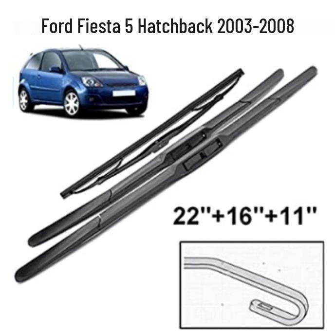 

Подходит для Ford Fiesta 5 Хэтчбек (2003-2008), Передние и задние дворники: 22 , 16 , 11 . Rear Wiper Blade