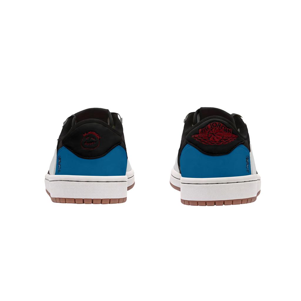 Jordan x Travis Scott Air Jordan 1 Blue Tail Hook 7.0 Low Slip Resistant Low top Vintage Basketball Shoes Women's DZ4137-700(Team1897-)
