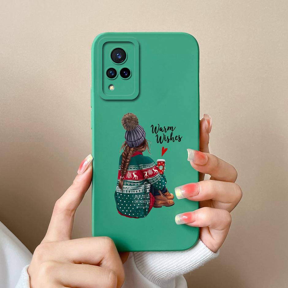 Phone Case For VIVO V21 4G 5G Cute Sweet Girls Cartoons High-quality Liquid Silicone Coque For VIVO V21 4G 5G New Design Funda