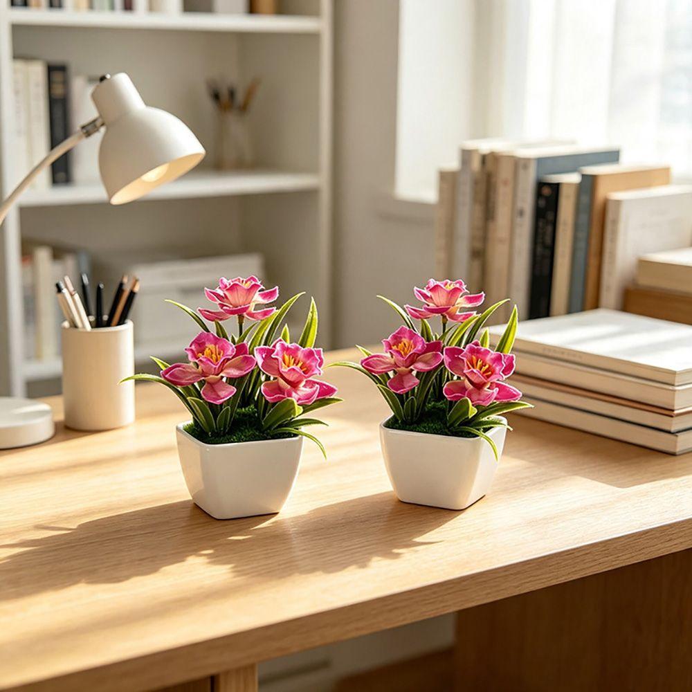 Multicolor Simulation Flowerpotted With Flowerpot Faux Potted Flowers  Home Decoration