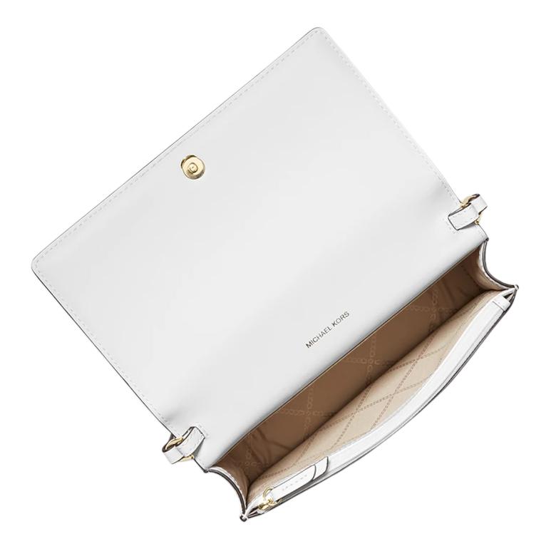 Michael Kors Mk Jet Set Medium Shoulder Crossbody Bag With Gold Hardware And Litchi Grain Leather Women bags Optical-White 32S4GJ6C6L-OPTIC-WHITE