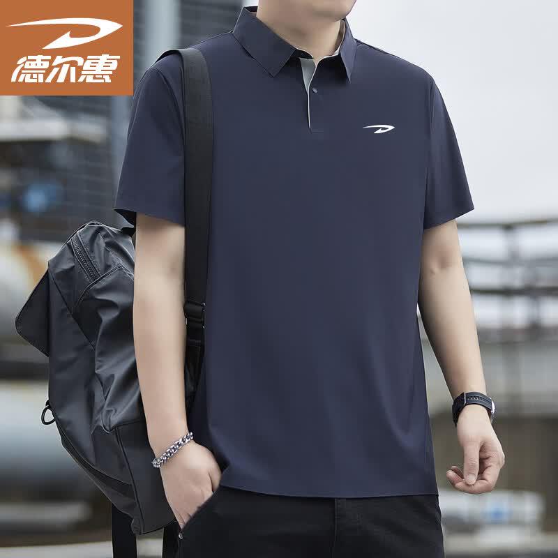 

Delehui Men s Short Sleeve Business Casual Polo Shirt L