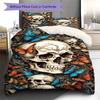 Snake and Skull Pattern Bedding Quilt Set Quilt Cover Pillowcase Home Decoration Gift (1 * Duvet Cover + 2 * Pillowcase, Without Core)