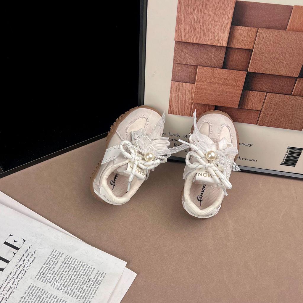 2026 Spring Girls' Non-slip Bowknot Pearl Princess Sports Shoes – Lightweight & Versatile