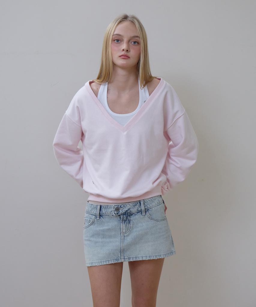 Rosefranz Deep V-Neck Sweatshirt [Pink]