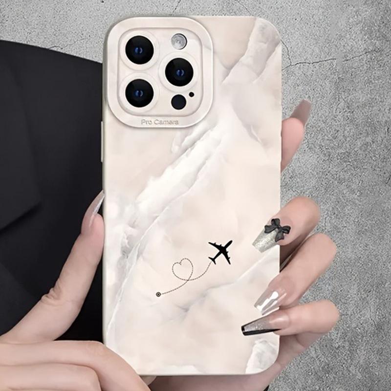 Love Route Airplane Cloud Pattern Silicone Phone Case For iPhone 17 16 15 Pro Max 14 13 12 11 XS X XR 7 8 Plus 16E 17 Air Cover
