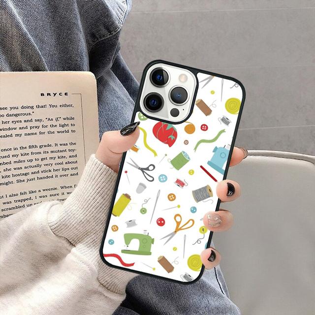 Sewing Scissors Buttons Phone Case Cover for iPhone 17 Air 16 16e 15 13 14 11 12 Pro Max Plus  coque fundas Shell