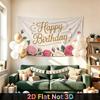Gold Floral Birthday Backdrop 1pc - Celebration Decor