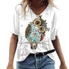 Summer Owl T-Shirts Animal 3D Print Women V-Neck Short Sleeve T Shirt Streetwear Y2K Casual Tees Harajuku Tops Female Clothing