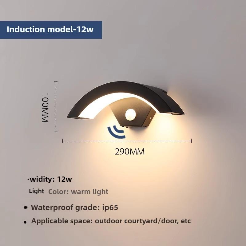 Outdoor Waterproof Simple LED Wall Lamp Modern Creative Long Strip Induction for Courtyard Aisle Door Entrance Warm White IP65