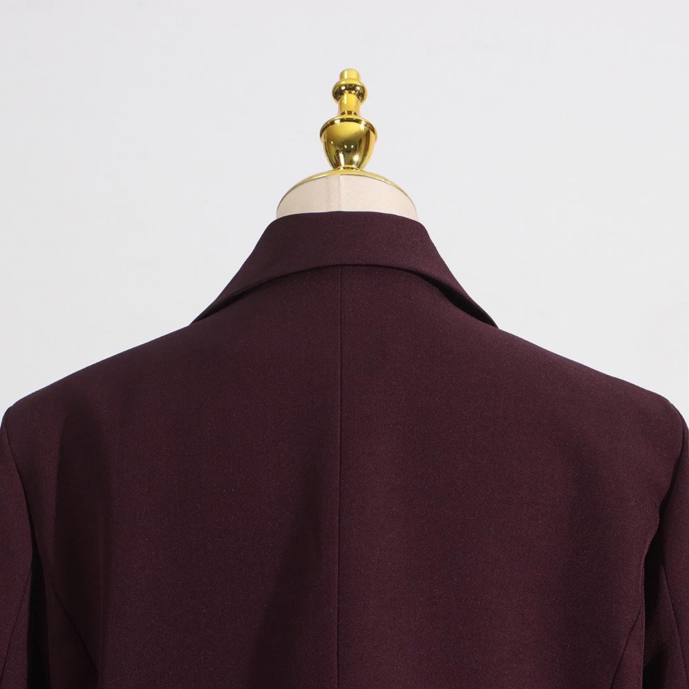 2026 Spring Angora Red Women's Blazer - European & American Luxury Design with Irregular Waist-Cinching