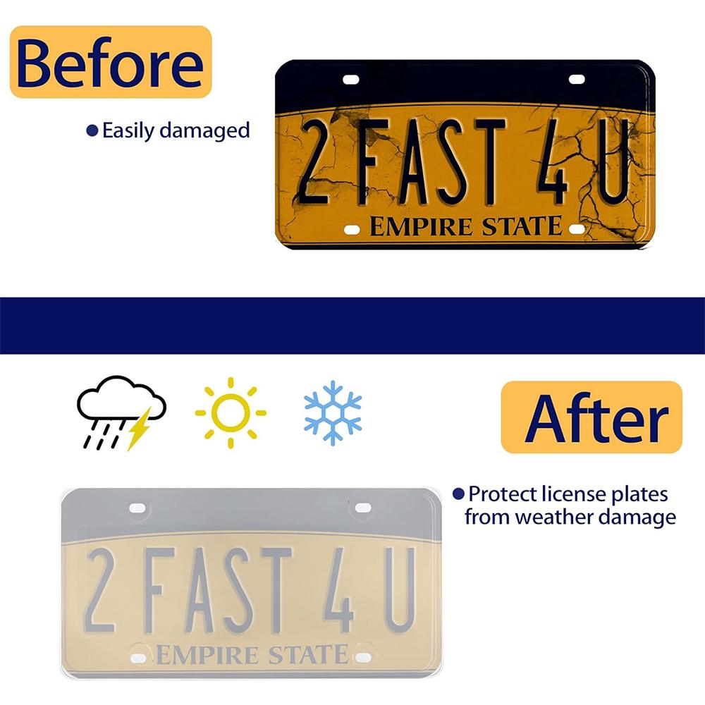 2set Transparent License Plate Covers Flat License Plate Protector W/ Parts