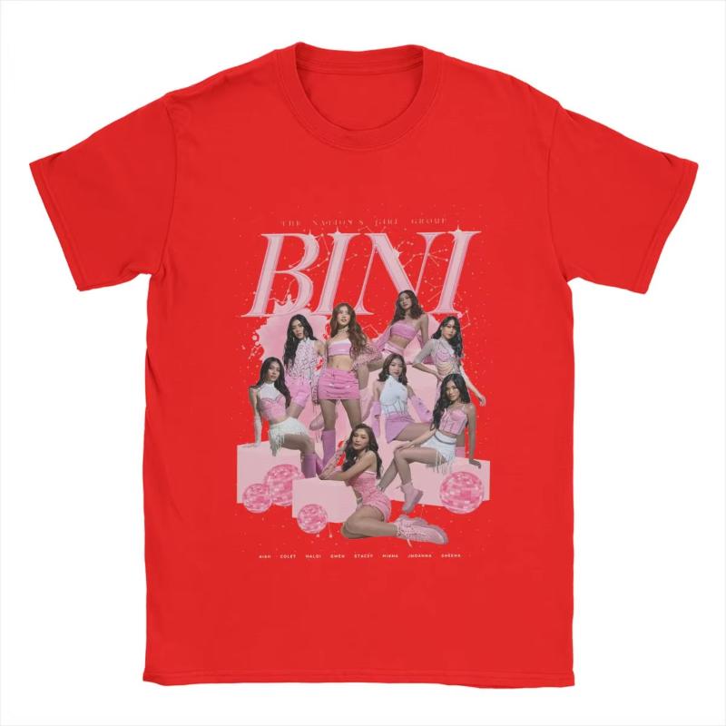 Novelty BINI Pink TShirt for Unisex Round Collar Pure Cotton T Shirts Short Sleeve Tee Shirt New Arrival Tops