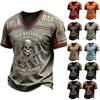 Men's V-Neck T-Shirt with Halloween Print, Casual Tee