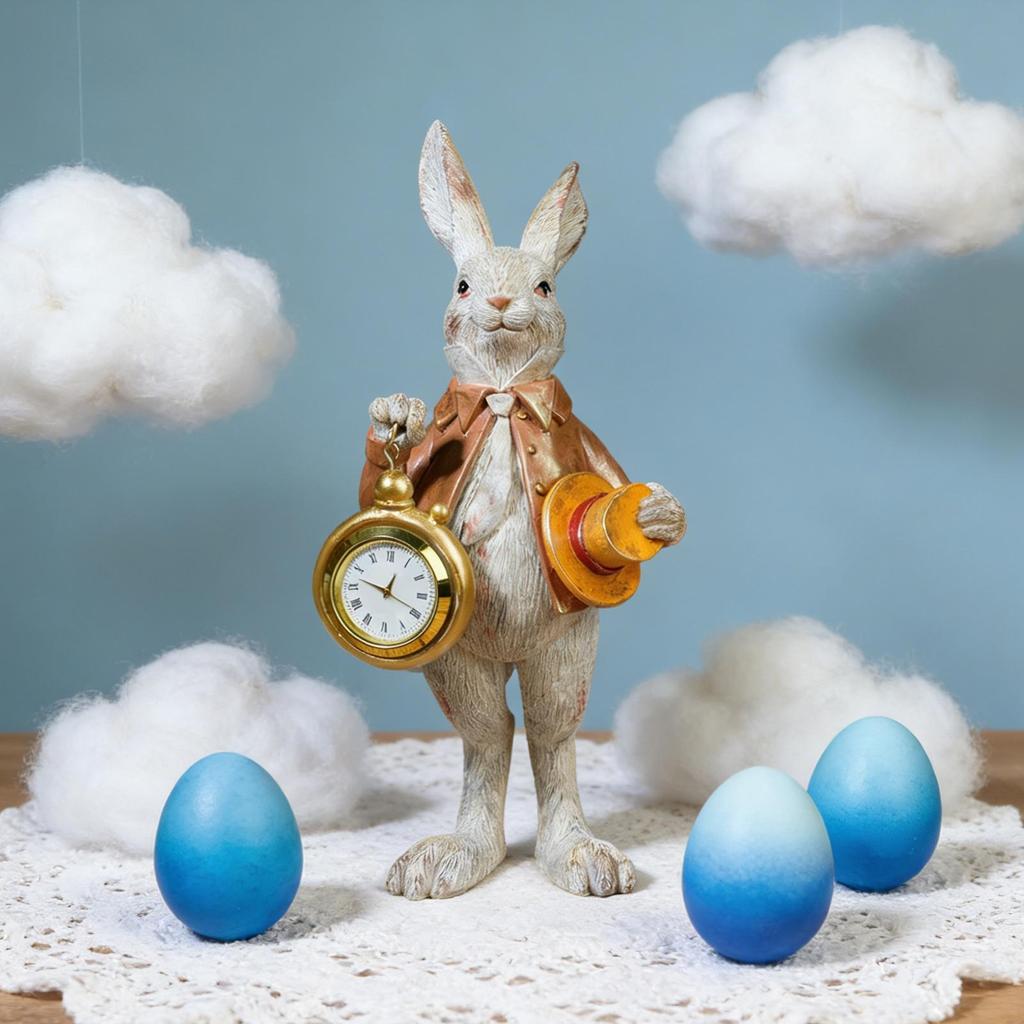 Easter Resin Rabbit Statue Cartoon Bunny Decoration Sculpture Yard Party Home Easter Ornament Statuette Decoration