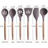 Mapthon Silicone Cooking Kitchen Utensils Set 6 PCS with Wooden Handle for Non-Sticker Cookware Heat-Resistant Kitchen Gadgets Serving Spoons,