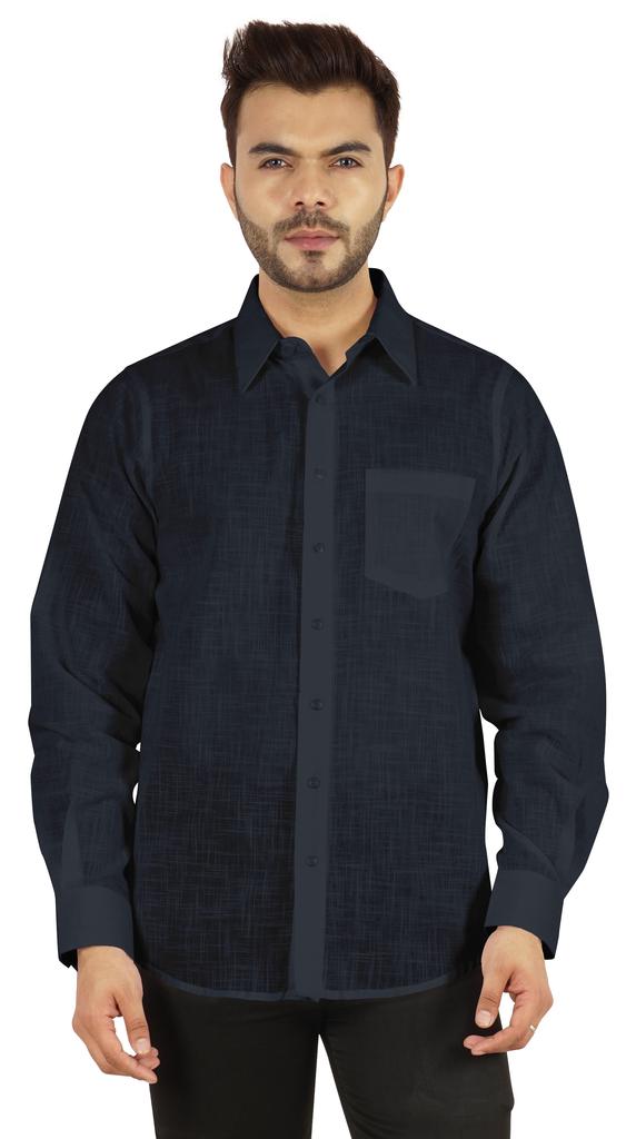 Bestman Solid Shirt For Mens Long Sleeves With Cuff Patch Pocket Shirt Cotton Office