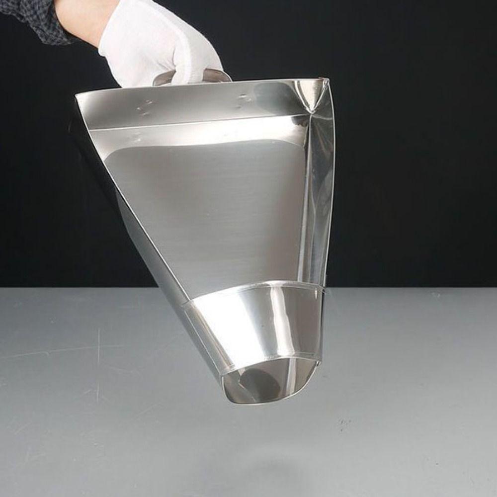 Stainless Steel French Fry Scoop with Handle Food Shovels Funnel Triangle Bucket  Kitchen Utensil