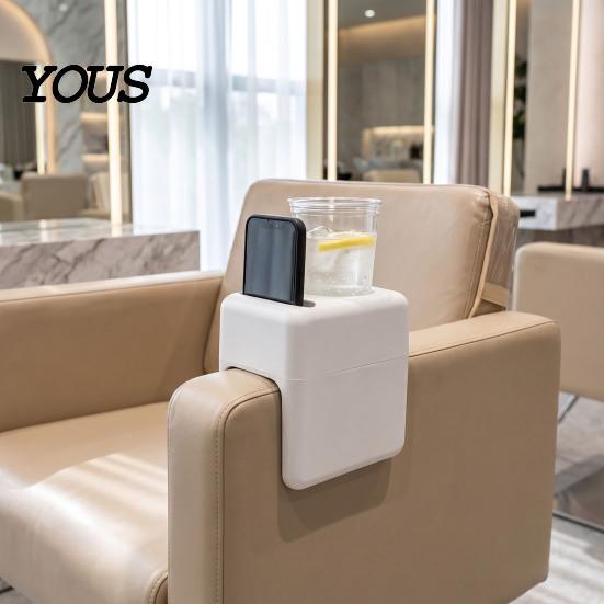 Organizador de Reposabrazos para Silla de Salón con Bandeja, Almacenamiento para Cabello con Soporte para Teléfono/Vaso, Bandeja Lateral de Plástico para Estilista, Mesa de Belleza para Artículos Personales del Cliente Se Adapta
