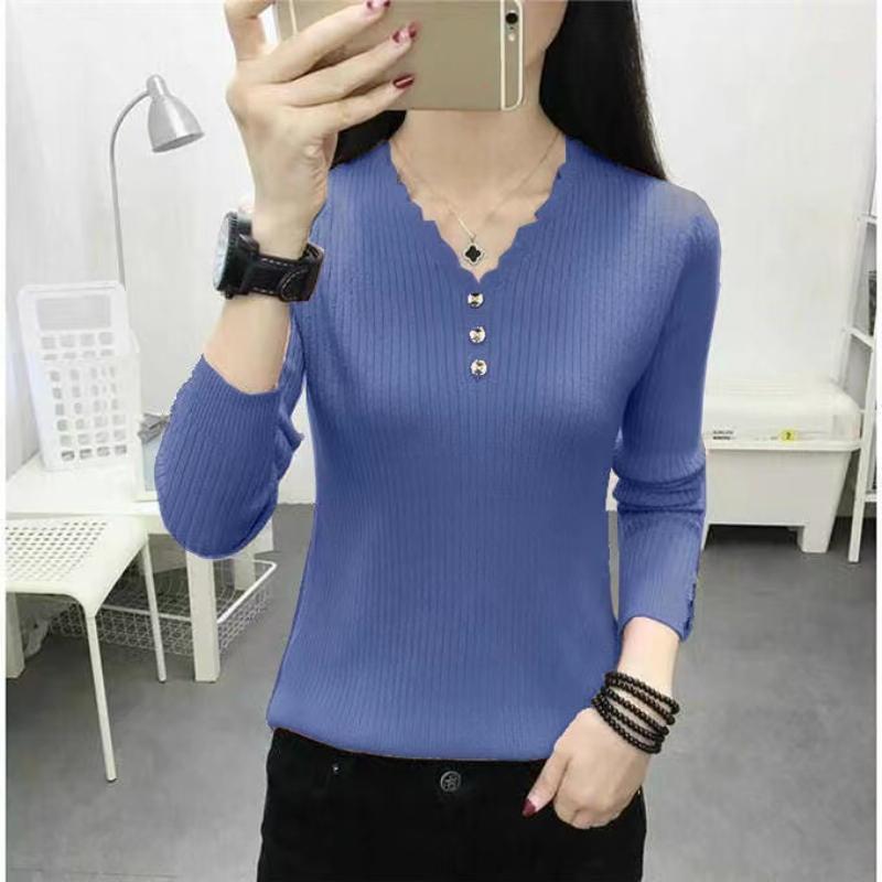 

Новая модная осенняя рубашка из ледяного шелка с длинным рукавом, женская осенняя тонкая белая рубашка в западном стиле, полутоп L синий