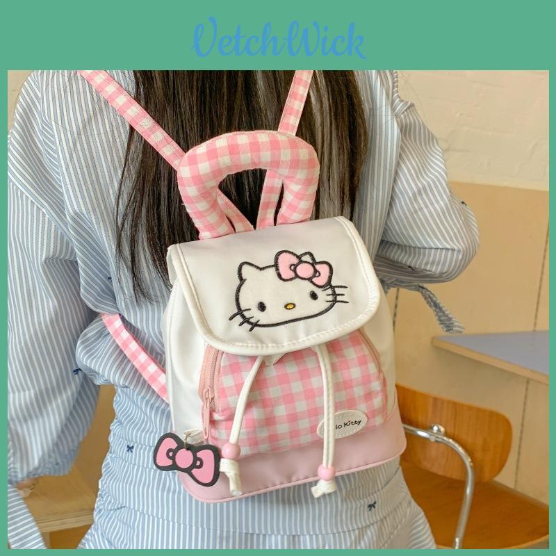 Disney Hello Kitty Mini Drawstring Backpack With Nylon Material For Casual Travel