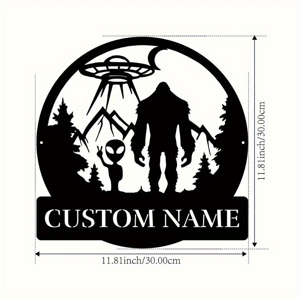 

Metal Wall Art UFO Alien Silhouette Family Name Plaque Indoor Outdoor Decor Gift TYDZ003912