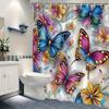 Vibrant Butterfly & Flower Shower Curtain - Multicolored Jewel Accents, Fairy-Tale Quality, Pastel Colors, Bathroom Decor