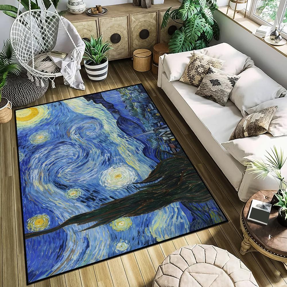 Art Van Gogh Paintings Carpet Bedside Kitchen Bath Living Home House Bedroom Floor Mat Doormat Rug Decoration