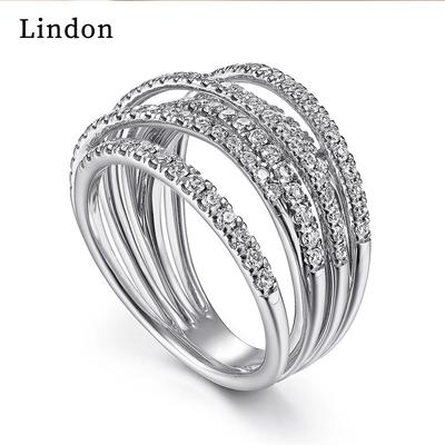 Lindon Classic Copper Alloy Zirkonový prsten Dámské šperky Svatební slib Party dárek