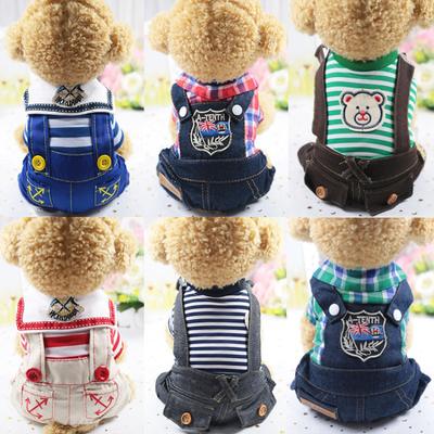 Naval Wind Academy Pet Clothes Jumpsuits Fashion Pet Clothes For Small Medium Dog Puppy Jeans Chihuahua Dog In Summer Rompersuit