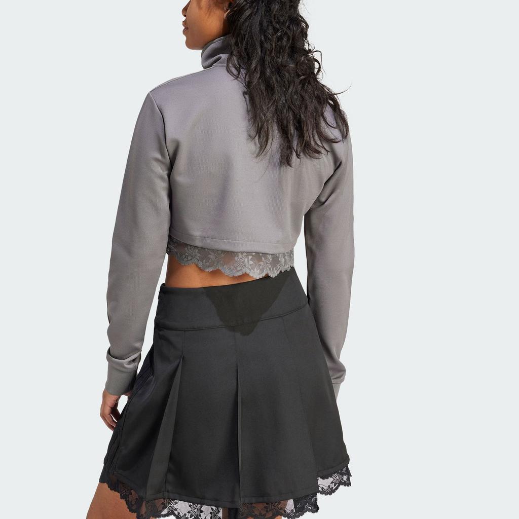 Adidas Originals Track Top With Lace Trim And Half-Zip Women Sweatshirt Grey IY9024