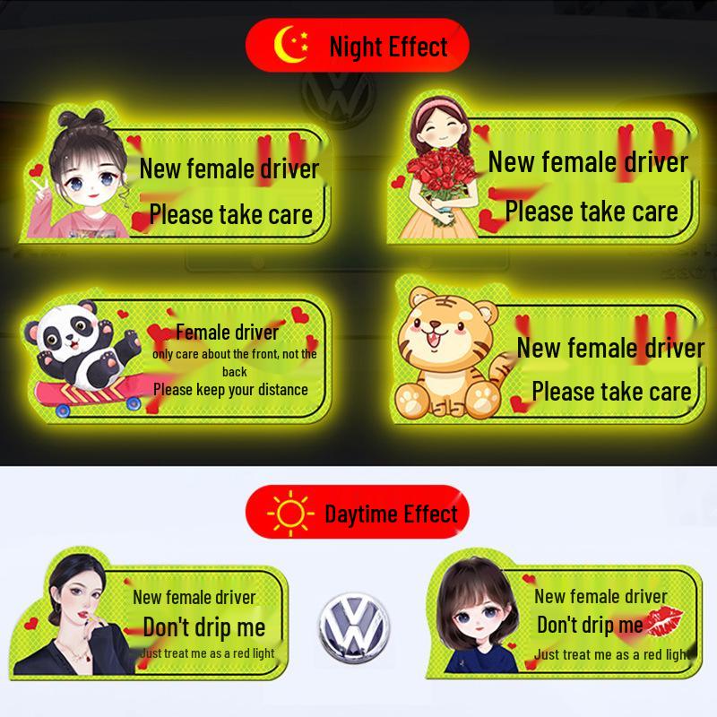 Magnetic Reflective Car Stickers for New Female Drivers