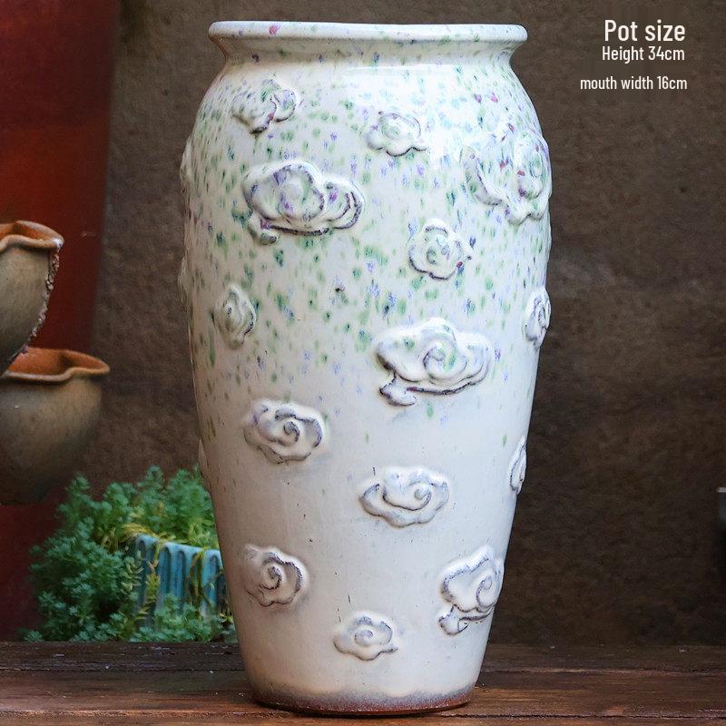 Handmade Large Purple Clay Ceramic Pot for Succulents and Bougainvillea – Breathable, Coarse Pottery Design for Living Room.