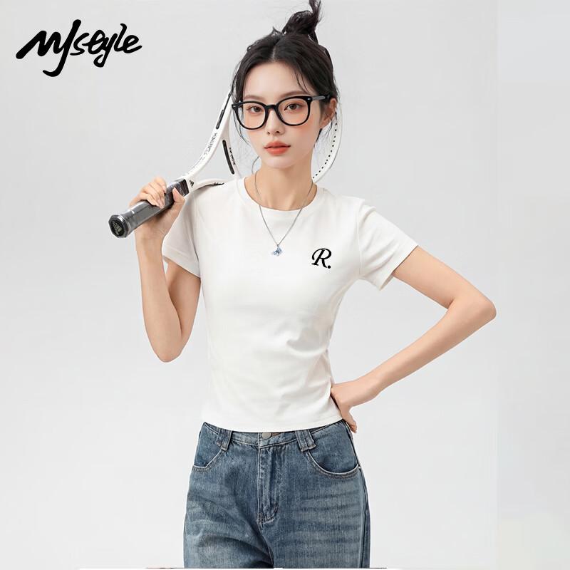 MJ STYLE Women s Letter Print Short Sleeve T-shirt XL